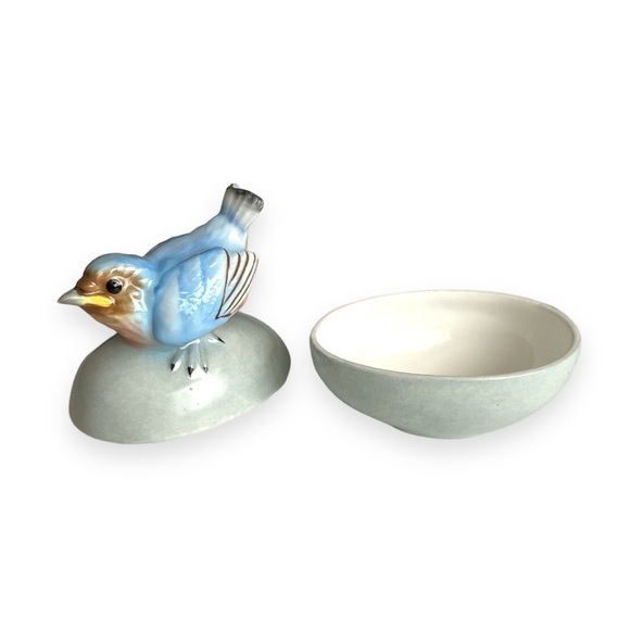 Vintage Enesco Robin Egg Trinket Box 1979 Bone China Maruri Masterpiece - Picture 6 of 8